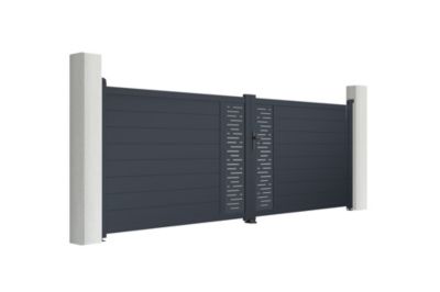 Portail battant ajustable en largeur 4m ARLBERG H.140cm alu gris