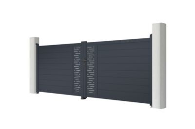 Portail battant ajustable en largeur 4m ARLBERG H.140cm alu gris