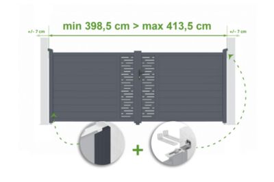 Portail battant ajustable en largeur 4m ARLBERG H.160cm alu gris