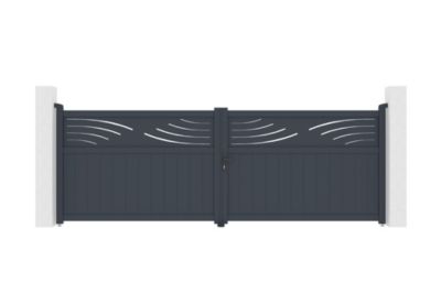 Portail battant ajustable en largeur 4m HALTI H.140cm alu gris