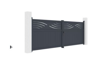 Portail battant ajustable en largeur 4m HALTI H.140cm alu gris