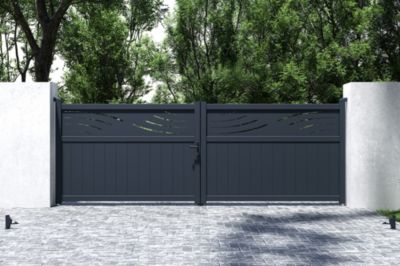 Portail battant ajustable en largeur 4m HALTI H.140cm alu gris