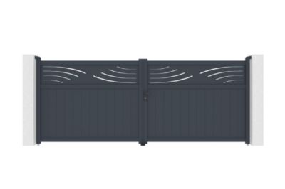 Portail battant ajustable en largeur 4m HALTI H.160cm alu gris