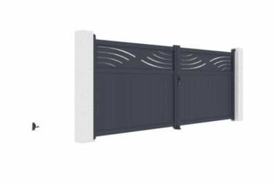 Portail battant ajustable en largeur 4m HALTI H.160cm alu gris