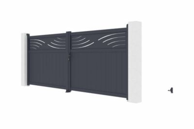 Portail battant ajustable en largeur 4m HALTI H.160cm alu gris