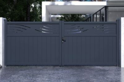 Portail battant ajustable en largeur 4m HALTI H.160cm alu gris