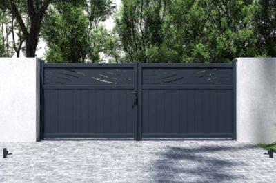 Portail battant ajustable en largeur 4m HALTI H.160cm alu gris