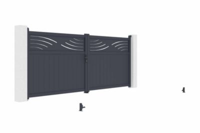 Portail battant ajustable en largeur 4m HALTI H.160cm alu gris