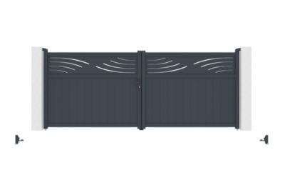 Portail battant ajustable en largeur 4m HALTI H.160cm alu gris