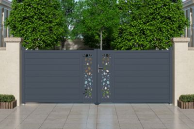 Portail battant ajustable en largeur 4m SUNNY H.140cm alu gris