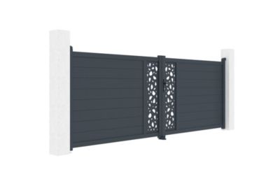 Portail battant ajustable en largeur 4m SUNNY H.140cm alu gris