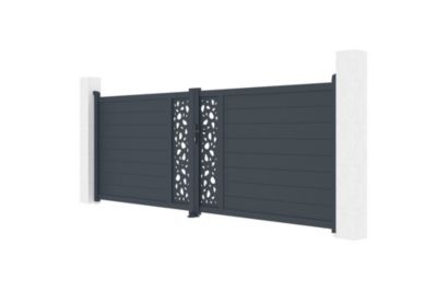 Portail battant ajustable en largeur 4m SUNNY H.140cm alu gris