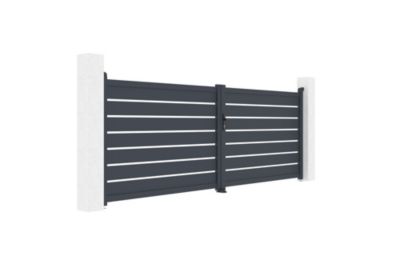 Portail battant ajustable en largeur 4m VOGEL H.140cm alu gris
