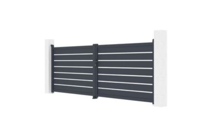Portail battant ajustable en largeur 4m VOGEL H.140cm alu gris