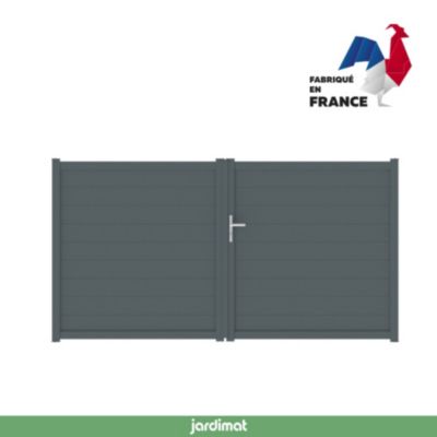 Portail battant Alpes 300x160 cm 7021 gris Jardimat