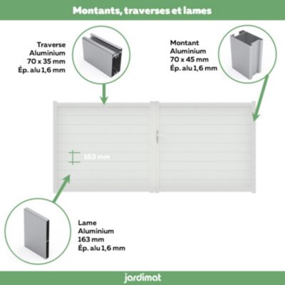 Portail battant alpes 350x160 cm Blanc 9016 Jardimat