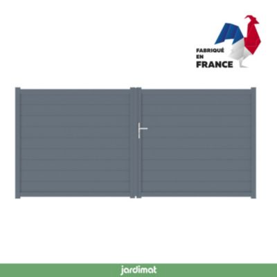 Portail battant alpes 350x160 cm Gris anthracite 7016 Jardimat