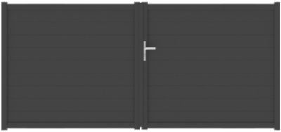 Portail battant alpes 350x160 cm Noir 9005 Jardimat