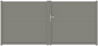 Portail battant Alpes 350x160 cm Taupe 7039 Jardimat