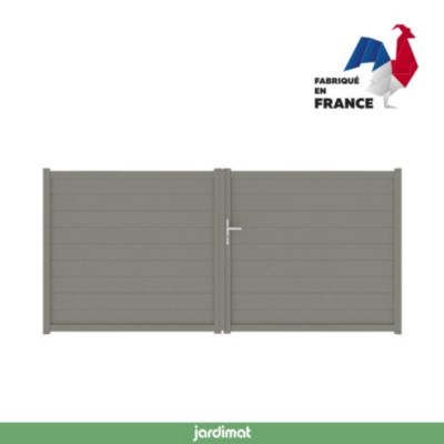 Portail battant Alpes 350x160 cm Taupe 7039 Jardimat