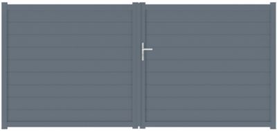 Portail battant alpes 350x171 cm Gris anthracite 7016 Jardimat