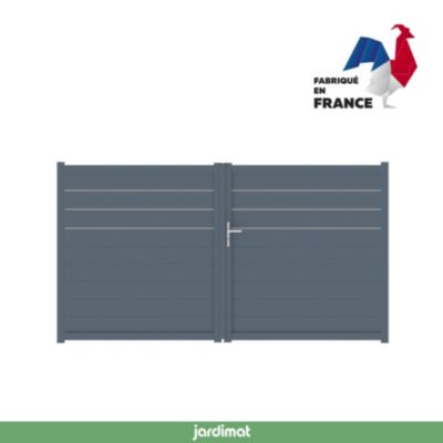 Portail battant alpes trio 300x164,5 cm Gris anthracite 7016 Jardimat