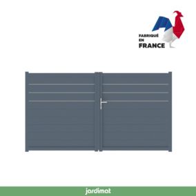 Portail battant alpes trio 300x164,5 cm Gris anthracite 7016 Jardimat