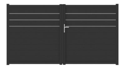 Portail battant alpes trio 300x164,5 cm Noir 9005 Jardimat