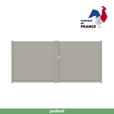 Portail battant Alpes trio 350x164,5 cm Taupe 7039 Jardimat
