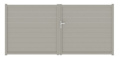 Portail battant Alpes trio 350x164,5 cm Taupe 7039 Jardimat