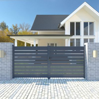 Portail battant aluminium 300x140 cm SPACE X-Metal - Anthracite, serrure incluse