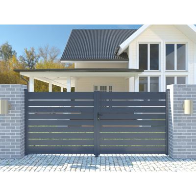 Portail battant aluminium 300x140 cm SPACE X-Metal - Anthracite, serrure incluse