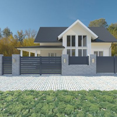 Portail battant aluminium 300x140 cm SPACE X-Metal - Anthracite, serrure incluse