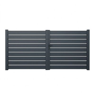 Portail battant aluminium ajouré H 1m60 x P 4m Gris 7016