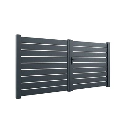 Portail battant aluminium ajouré H 1m60 x P 4m Gris 7016