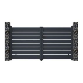 Portail battant aluminium ajouré L305 x H166 cm anthracite - PRIMO