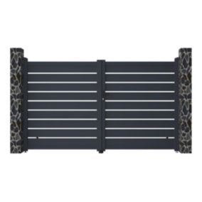 Portail battant aluminium ajouré L305 x H183 cm anthracite - PRIMO