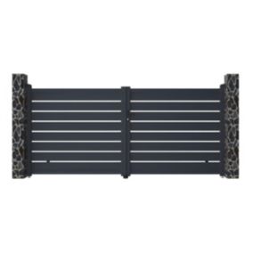 Portail battant aluminium ajouré L355 x H166 cm anthracite - PRIMO