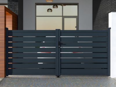 Portail battant aluminium ajouré L355 x H166 cm anthracite - PRIMO