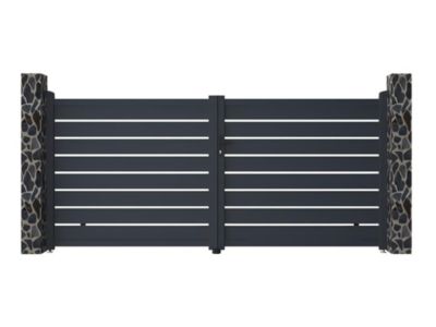 Portail battant aluminium ajouré L355 x H166 cm anthracite - PRIMO