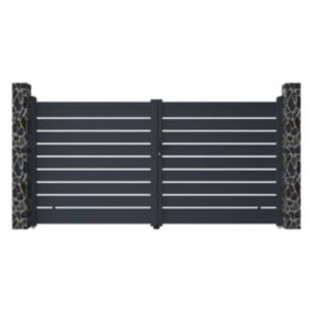 Portail battant aluminium ajouré L355 x H183 cm anthracite - PRIMO