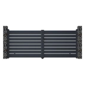 Portail battant aluminium ajouré L397 x H166 cm anthracite - PRIMO
