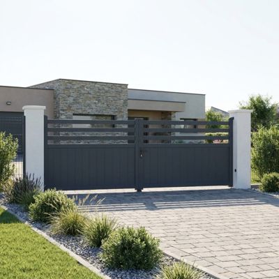 Portail battant aluminium motorisable 400x140 cm AXIS VECTO X-Metal anthracite