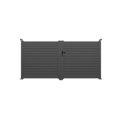 Portail battant aluminium noir 2100 sablé l.306 x h.148 cm Belty Azyr