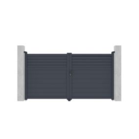 Portail battant aluminium persienné L305 x H166 cm anthracite - VIAZO