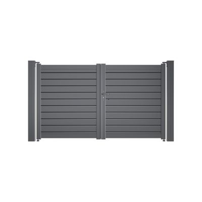Portail battant Aluminium Persienne Largeur 4m - Hauteur 1m90 Gris anthracite Prêt à poser