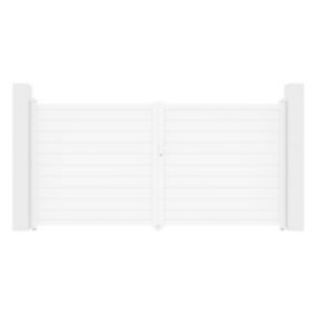 Portail battant aluminium plein L355 x H181 cm blanc - NAZARIO