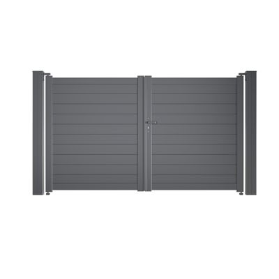 Portail battant Aluminium Plein Largeur 4m Hauteur 1m60 Gris anthracite Prêt à poser
