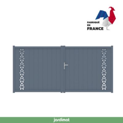 Portail battant auteuil géométrique 300x165,5 cm Gris anthracite 7016 Jardimat