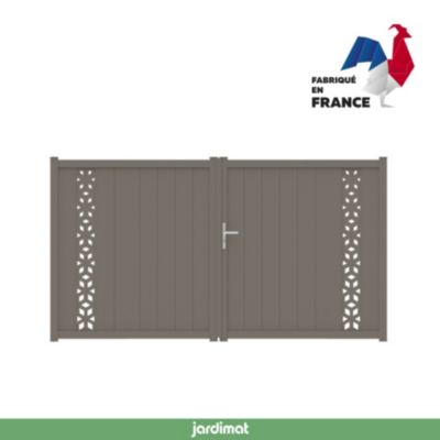 Portail battant auteuil géométrique 300x165,5 cm Gris beige 7006 Jardimat